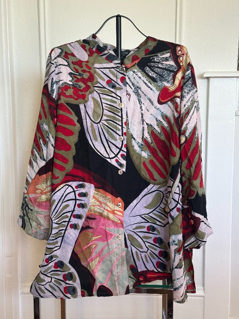 Citron Santa Monica 100% Silk Abstract Print Blouse | 3X